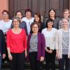 Bereit für das Coaching Schulverpflegung: Die Vertreterinnen der Albrecht-Dürer-Mittelschule, der Dr. Auguste-Kirchner-Realschule, des  Regiomontanus-Gymnasiums, der AWO Ebern und des Zweckverbands Schulzentrum Haßfurt sowie der Grundschule Ebelsbach mit ihren Coaches Eva Dümmler und Christine Zehnter (AELF).