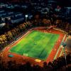 Stimmungsvolles Drohnenbild des Sachs-Stadions in Schweinfurt: Die Stadt gewährt dem FC 05 nun einen Zuschuss zum Ausbau des Stadions, damit der Verein in die Dritte Liga aufsteigen kann.