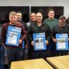 Auf dem Foto von links Martin Hein (Geschäftsführer), Roland Pfister, Thomas Nimec, Dominik Omert, Michael Weiß, Michael Zimmer, Dirk Griebel (Fertigungsleiter), Michael Bühner, Martin Kaufmann (Produktionsleiter), Jürgen Enders (Geschäftsführer); nicht im Bild: Friedrich Kerlach, Gerhard Müller.