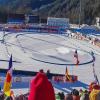 Kaiserwetter auf 1600 Metern Meereshöhe in der Biathlon-Arena von Antholz.