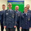 Vereidigung und Verabschiedung der Feuerwehr-Kommandanten und Stellvertreter im Stadtrat (von links): Thomas Stamm, Markus Eitel (stv. Kommandant Michelrieth), Bernhard Nees (Kommandant Marktheidenfeld), Thilo Emmerich (ehem. stv. Kommandant Michelrieth), Andreas Kunkel (ehem. Kommandant Michelrieth), Sebastian Nitschky (Notkommandant Altfeld) und Johannes Naun (stv. Kommandant Marktheidenfeld).