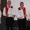 Mit einer persönliches Laudatio ernannte der Vorsitzende des Musikvereins Elmar Henke (von links nach rechts), Max Then und Bernhard Blaß zu Ehrenmitgliedern des Musikvereins. Hubert Jakob wurde zum Ehrendirigent des Musikvereins ernannt.