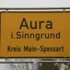Ortsschild Aura im Sinngrund.