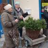 Die Sängerinnen Martina Machmert (Zweite von links) und Anja Kaufmann (Dritte von links) verteilen die Palmbuschen an Prozessionsteilnehmer.
