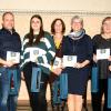 Scheidende Vorstände (von links): Albert Rappelt (Männerchor), Sebastian Kinner (2. Vorsitzender), Monique Wander (Nachwuchschöre), Kerstin Bauer (Kassier), Andrea Dinkel (1. Vorsitzende), Luise Schraudt (Schriftführerin), Johannes Klüpfel (Chorleiter).