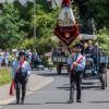 Der Festzug zum Jubiläumsfest der Feuerwehr und des Heßdorfer Sportvereines mit vielen befreundeten Wehren aus den Nachbarorten sowie den Karsbacher Ortsvereinen.