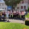 Strahlender Sonnenschein begleitete die Chöre von Mainstockheim, Albertshofen und Iphofen bei der diesjährigen Schloß-Serenade im Innenhof des Schloß Ebracher Hof. Hier ist Uwe Ungerer am Piano mit seinem Chor der Sangesfreunde zu sehen. 