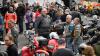 Motorradfahrer und Menschen mit Behinderung bereiten sich am Freitag (05.07.24) vor den Mainfränkischen Werkstätten in Würzburg auf ihre gemeinsame Tour vor. Seit 1989 treffen sich auf Initiative von Peter Schädel Biker und Menschen mit Handicap einmal im Jahr zu einer Motorradtour.