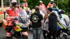 Motorradfahrer und Menschen mit Behinderung bereiten sich am Freitag (05.07.24) vor den Mainfränkischen Werkstätten in Würzburg auf ihre gemeinsame Tour vor. Seit 1989 treffen sich auf Initiative von Peter Schädel Biker und Menschen mit Handicap einmal im Jahr zu einer Motorradtour.