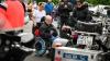Motorradfahrer und Menschen mit Behinderung bereiten sich am Freitag (05.07.24) vor den Mainfränkischen Werkstätten in Würzburg auf ihre gemeinsame Tour vor. Seit 1989 treffen sich auf Initiative von Peter Schädel Biker und Menschen mit Handicap einmal im Jahr zu einer Motorradtour.