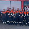 Die Aktiven der Feuerwehr (von links): Anna Diener (Schiedsrichterin), Christian Samer (1. Kommandant), Sarah Stahl (Stufe 3), Matthias Müller (Auffüller), Max Eyrich (Stufe 1), Alexander Ott (Stufe 2), Patrick Otterbach, Florian Grönert (beide Stufe 6), Sebastian Schwab, René Grün (beide Stufe 5), Franz-Josef König (Stufe 2), Silvia Väthröder, Thomas Baumann (Schiedsrichter).