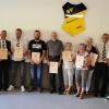Unser Bild zeigt die Geehrten (von links): Rainer Werner, Reinhold Schmitt, Mario Götz, Bernd Günther, Armin Vogler, Hubert Schenk, Anita Straub, Mathilde Nürnberger, Gertrud Straub, Michael Schmitt, Dominik Metz und Oliver Hofmann.
