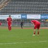 Greifbare Enttäuschung: die Kickers-Akteure (von links) Tim Kraus, Maximilian Zaiser, Alem Japaur und Dominik Meisel nach Schlusspfiff in Augsburg