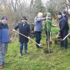Pflanzaktion im Majorsgarten mit Frank Luther, 1. Vors. OGV Ostheim, Steffen Malzer, 1. Bgm. Stadt Ostheim, Wolfgang Hippeli, Schriftführer OGV Ostheim, Samira Luther, OGV Ostheim,  Ulrich Waldsachs, Altbürgermeister Ostheim, Georg Hansul, Kreisverband für Gartenbau und Landespflege Rhön-Grabfeld, Wolfgang Sauer, Nachhaltigkeitsbeauftragter der Sparkasse Bad Neustadt.