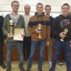 Die Gewinner des Königsschießens der DJK Tiefenthal: (v.l.n.r.) Rainer Freund (1. Schützenmeister), Chris Brönner (Schützenkönig, Glücksschuss), Daniel Müller (Sportleiter), Karsten Schlötter (Vereinsmeister), Simon Spath (Jugendleiter), Thomas Schwab (Vereinsmeister Luftpistole), Stefan Lang (2. Schützenmeister).
