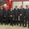 Die beförderten Feuerwehrleute mit der Führungsspitze, von links: Stellvertretende Bürgermeisterin Christina Häusler, Abteilungskommandant (und stellvertretender Hauptkommandant) Mario Körner, stellvertretender Abteilungskommandant Thomas Weis, Dominik Leukert, Nico Neubauer, Markus Beck, Christian Fuchs und stellvertretender Abteilungskommandant Stefan Ebert.