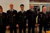 Die neue Führung der Freiwilligen Feuerwehr Euerbach wurde vom Gemeinderat bestätigt: (von links) Bürgermeisterin Simone Seufert, stellvertretender Kommandant Marcus Englert, stellvertretender Kommandant Simon Weigand, Kommandant Phillipp Kirchner, Kreisbrandmeister Rainer Wischer, Kreisbrandinspektor und  ehemaliger Kommandant Andreas Schraut.