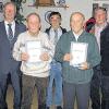 Die für 25 Jahre Mitgliedschaft Geehrten: (vorne, v. li.) Walter Schwämmlein und Siegfried Mühlherr, im Bild mit (hinten, v. re.) Bürgermeister Christian Mrosek, Vorsitzendem Dieter Werthmann und Kreisvorsitzendem Heinz Wittmann.