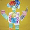 Kunstwerk: Alle Kindergartenkinder fertigten zusammen diesen Roboter als Collage.