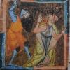 Anders als auf dieser Anfang des 14. Jahrhunderts zum Königsmord  geschaffenen Miniatur aus der Staatsbibliothek Preußischer Kulturbesitz dürfte König Philipp von Schwaben die  Königskrone beim für ihn tödlich verlaufenden Gewaltakt kaum getragen haben. FOTO: red