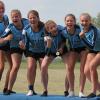 Da ballen sie die Fäuste, die U16-Mädchen des TSV Staffelstein, nach dem Gewinn der bayerischen Faustball-Meisterschaft.   Foto: Stefanie Potzel