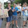 „Feste trampeln, Britta“: Der Fanclub der heimischen Radlerin in Zettlitz. „Feste trampeln, Britta“: Der Fanclub der heimischen Radlerin in Zettlitz.