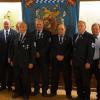 Ehrung für 45- und 55-jährige Mitgliedschaft: 2. Vorsitzender Alexander Rehe, Rudolf Schmitt, Richard Fischer, 1.Vorsitzender Michael Zeis, Paul Wohlleben (55 Jahre), Alfons Betz, Dauer Valentin, AndreasHerold und  stellvertretender Kreisvorsitzender Jürgen Panzer.