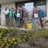 Auftaktveranstaltung zum Ackerwildkraut-Wettbewerb für Oberfranken am Ebensfelder Rathaus mit (v. li.) Lothar Teuchgräber, stellvellvertretender Kreisobmann des BBV, Rebekka Mayer, LPV,  Ludwig Wendler, BN-Ortsvorsitzender, Maike Fischer vom DVL, Manfred Rauh, LPV, Bernhard Storath, Esrter Bürgermeister, Dr. Franziska Mayer vom LfL, Marion Ruppaner, BN-Agrarreferentin, und Anton Reinhardt, BN-Kreisvorsitzender.