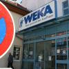 Nicht wegen des Halteverbots, sondern  wegen der Corona-Pandemie geht am Lichtenfelser Kaufhaus Weka zurzeit nichts. Offen ist, ob das Kaufhaus wie die kleineren Geschäfte am 27. April wieder öffnen darf.