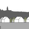 Eine mögliche Bebauung auf dem Burgkunstadter Festplatz sollte sich ins Stadtbild einfügen, waren sich die Stadträte einig. Denkbar wären drei fächerförmig angeordnete Häuser (weiß) mit etwa 43 Wohnungen.