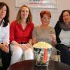 Beim Jubiläum 20 Jahre nach der Neueröffnung der „Neuen Filmbühne“ im Jahre 2019: die beiden Inhaberinnen des Kinos, Carmen Ulbrich (2. v. re.) und Juniorchefin Yvonne Ralfs (2. v. li), Tanja Schwägermann (li.), die zum Kino-Team gehört, sowie Christine Ulbrich (re.), ebenfalls im Mitarbeiterteam. Beim Jubiläum 20 Jahre nach der Neueröffnung der „Neuen Filmbühne“ im Jahre 2019: die beiden Inhaberinnen des Kinos, Carmen Ulbrich (2. v. re.) und Juniorchefin Yvonne Ralfs (2. v. li), Tanja Schwägermann (li.), die zum Kino-Team gehört, sowie Christine Ulbrich (re.), ebenfalls im Mitarbeiterteam.
