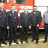 Die neue Führungsspitze der Freiwilligen Feuerwehr Michelau mit Kommandant Holger Förtsch (Mitte) und seinem Stellvertreter Mario Schaller (2.v.l.) sowie Kreisbrandinspektor Oliver Schardt, dem ehemaligen stellvertretenden Kommandanten Thomas Ruckdäschel und Erstem Bürgermeister Jochen Weber (weitere v. li).