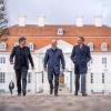 Robert Habeck, Olaf Scholz und Christian Lindner (v.l.) nach der Klausurtagung des Bundeskabinetts auf Schloss Meseberg.