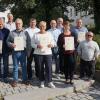 Ehrung im Wasserwirtschaftsamt (v. li.): Siegmund Katholing, Stefan Menzel, Christoph Zenk, Martin Müller, Karin Cazacu, Herr Frederic Martin, Herr Hans Hemmerlein, Frau Anja Thümlein, Christian Eckert, Michael Neubauer.