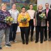 Verabschiedung in den Ruhestand (v. li.) Sebastian Schmitt von der Mitarbeitervertretung, Karin Lachner, Schulleiter Dominik Hatlapatka, Ingrid Teschner,Heidi Dierauf (Bereichsleitung Hauswirtschaft), Renate Hühnlein, stellvertretender Gesamtleiter Christian Behner und GesamtleiterinSabine Schubert