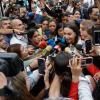 Die Präsidentschaftskandidatin der Opposition, María Corina Machado, spricht am 22.10.2023 mit Journalisten.