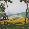 Das Bild „Blick vom Goldberg auf das Fichtelgebirge“ von Fritz Lamprecht, 1923, Öl auf Leinwand.