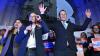 FPÖ-Bundesparteiobmann Herbert Kickl (l) und Spitzenkandidat Harald Vilimsky feiern auf einer Wahlparty.