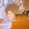 Da freut sich Professor Dr. Thomas Hofmann. Die Frau neben ihm auf der Leinwand ist ISS-Kommandantin Samantha Cristoferetti und stammt von seiner Universität.  Fotos: Markus Häggberg