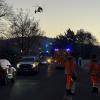 Der Rettungshubschrauber im Anflug auf Lichtenfels.