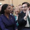 Kemi Badenoch - hier neben ihrem jubelnden Ehemann Hamish Badenoch - soll die konservativen Tories aus der Misere führen.