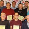 Ehrung treuer Mitglieder: (sitzend, v. li.) Erich Braunersreuther , Fabian Kraus, Hans Müller, (stehend, v. li.) Vorsitzender Wolfgang Kraus, Helmut Degen, Klaus Schuberth, Jürgen Schreck, Andreas Schreck, Zweiter Bürgermeister Marco Weidner und 2. Vorsitzender Christian Fischer. Ehrung treuer Mitglieder: (sitzend, v. li.) Erich Braunersreuther , Fabian Kraus, Hans Müller, (stehend, v. li.) Vorsitzender Wolfgang Kraus, Helmut Degen, Klaus Schuberth, Jürgen Schreck, Andreas Schreck, Zweiter Bürgermeister Marco Weidner und 2. Vorsitzender Christian Fischer.