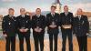 Kreisbrandinspektor Steffen Kiesel (von links) ehrte Tobias Bühner (25 Jahre bei der Feuerwehr), 1. Kommandant Michael Dietz (25), Christoph Müller (25), Markus Reichert (40) und 2. Kommandant Wolfgang Klöffel.