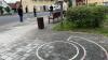 Ortseinsicht des Gerodaer Gemeinderats am Dorfplatz, der mit einer weiteren Sitzgelegenheit (Skizze vorne im Bild) und Beeten verschönert werden soll.