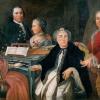 Porträt der Familie Riepp von Pierre Bernard Morlot mit Karl Joseph Riepp (rechts), seiner Ehefrau Anne-Françoise, geborene Eve, den Töchtern Claude und Jeanne-Françoise sowie vermutlich dem künftigen Schwiegersohn Barthélemy Trouvé.