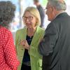 Altbürgermeisterin Gudrun Grieser besucht am Mittwoch, 30. April 2025, das Richtfest im Theater in Schweinfurt. Das Theater wird derzeit saniert, die Wiedereröffnung des Haupthauses ist für Oktober 2027 geplant. 