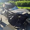 Unfall auf der A70: Am Auto entstand Totalschaden.