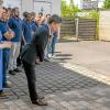 Die japanische Botschafterin Mitsuko Shino besuchte die HI-LEX Niederlassung in Schweinfurt.  Im Bild begrüßt sie Tadashi Adachi, Präsident der HI-LEX Europe.  Links Dr. Bettina Mann,  Head of People & Culture. Der japanische Automobilzulieferer hat seinen europäischen Hauptsitz in der Athenstraße in Schweinfurt.