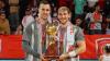 Handballprofi Stefan Salger (links) feierte nicht nur den Sieg beim Emir-Cup mit dem katarischen Klub Al Duhail - sondern auch das Wiedersehen mit seinem ehemaligen Mitspieler Valentin Spohn.