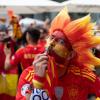 Spanische Fußballfans feiern vor dem Nations-League-Halbfinal in Stuttgart